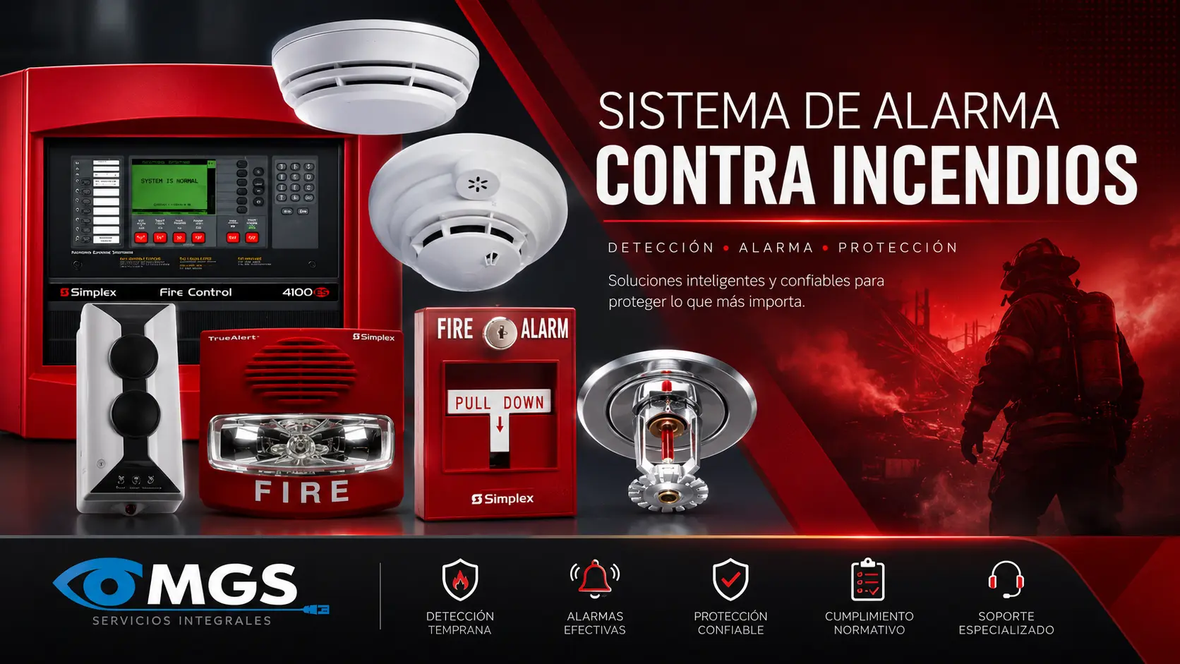 Sistema de detección y alarma contra incendios MGS